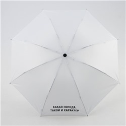 Зонт механический «Какая погода, такой и характер», цвет белый, 8 спиц, d=95 см