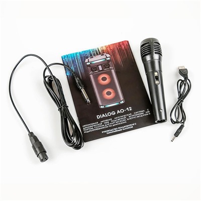 Портативная акустика Dialog Oscar AO-12, Караоке с микрофоном BT, FM, SD, LED (black)