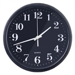 Настенные часы Perfeo PF-WC-003, круглые, диам. 30 см, чёрный корпус / чёрный циферблат (PF_C3065)