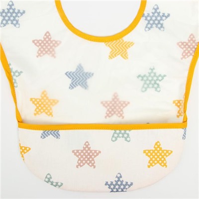 Нагрудник детский непромокаемый, с карманом «Звёзды», цвет жёлтый
