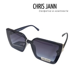 Очки солнцезащитные CHRIS JANN с салфеткой, женские, чёрные с синими дужками, 31930А-CJ0708 132, арт.219.125