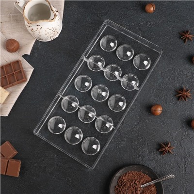Форма для шоколада и конфет KONFINETTA «Полусфера», 28×14 см, 15 ячеек, цвет прозрачный