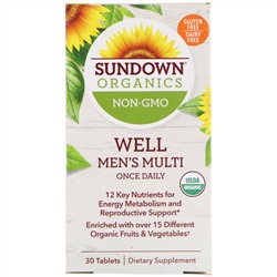 Sundown Organics, Well Men's Multivitamin, Once Daily, 30 Tablets