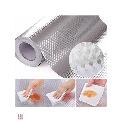 Плёнка защитная самоклеящаяся для кухни, жироотталкивающая, 60x300 см, серебристая, 3 дизайна