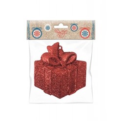 Новогоднее подвесное украшение "Подарок красный" из полипропилена 8х8,5х0,2 см 77941 Феникс-Презент