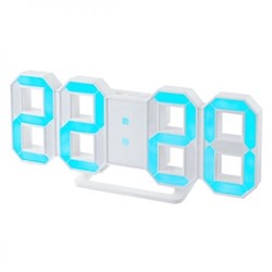 Часы будильник Perfeo LUMINOUS", белый корпус/синяя LED подсветка (PF_5203)"