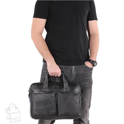 Портфель мужской кожаный 11017 black ZZNick/30(дефект)