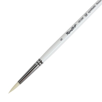 Кисть Roubloff белая синтетика, круглая, серия 1В12 № 5, ручка длинная белая, белая обойма