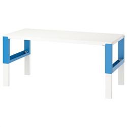 ПОЛЬ, Письменный стол, белый, синий, 128x58 см