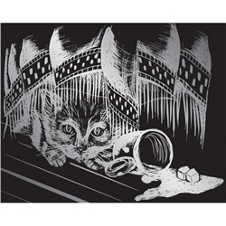 Гравюра 20х25,5 см GHK №11 "Озорной котенок" (серебро) Hobbius