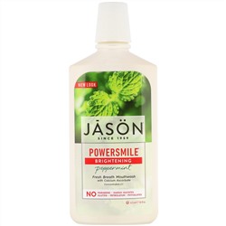 Jason Natural, Powersmile, жидкость для полоскания рта с эффектом отбеливания, перечная мята, 473 мл (16 жидких унций)