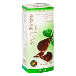 Шоколадные чипсы Belgian Chocolate Thins Мята 80 гр Артикул: 5234 Количество: 9