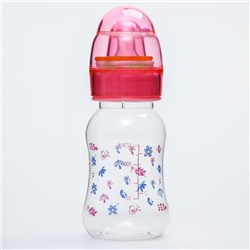 Бутылочка для кормления, крышка-погремушка, 125 мл., цвет розовый