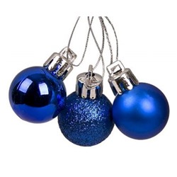 Новогоднее подвесное украшение 3 шт "ШАРЫ Синий микс" из полистирола 2,5х2,5х2,5 см 88784 Феникс-Презент