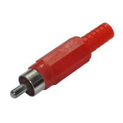 Разъём RCA штекер, пластик, под пайку, на кабель, красный, Premier (1-200)