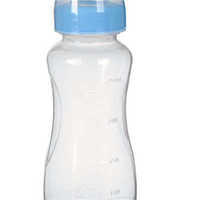 Бутылочка для кормления детская приталенная, 250 мл, от 0 мес., цвет синий