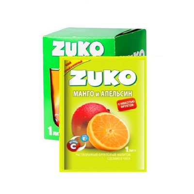 Zuko / Растворимый напиток со вкусом манго и апельсина ZUKO (блок 12шт по 25гр) Артикул: 5014 Количество: 2