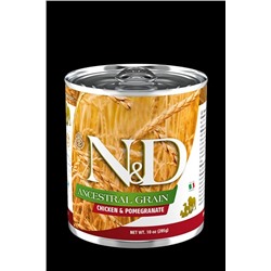Корм влажный ND Dog ANCESTRAL Grain Chicken & Pomegranate / Низкозерновой Курица с гранатом для собак 285г