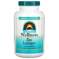 Source Naturals, Wellness, леденцы с цинком, вкус персика и малины, 23 мг, 120 леденцов