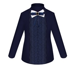 Синяя школьная водолазка (блузка) для девочки 82716-ДШ21
