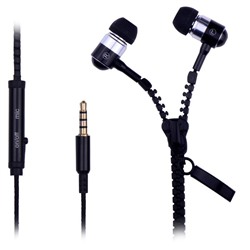 Проводные наушники с микрофоном внутриканальные Zipper, 3.5 Jack (black)
