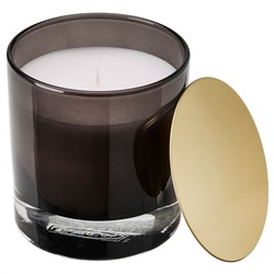 OMRÅDE ОМРОДЕ, Ароматическая свеча в стакане, аромат кофе/серый, 10 см