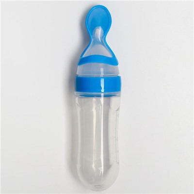 Бутылочка для кормления с ложкой, силикон, от 5 мес., 90 мл., цвет МИКС