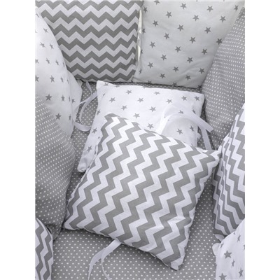 Набор бортиков для новорожденного (одеяло +12 подушек) - Серый