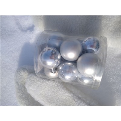 Набор шаров пластик d-4 см, 12 шт серебро