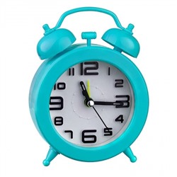 Часы будильник Perfeo Quartz PF-TC-015, круглые, диам. 9.5 см, синие (PF_C3153)