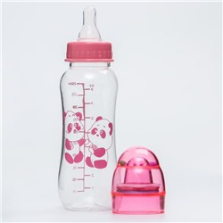 Бутылочка для кормления, крышка-погремушка, 225 мл., цвет розовый