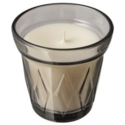 VÄLDOFT ВЭЛЬДОФТ, Ароматическая свеча в стакане, Соленая карамель/серый, 8 см