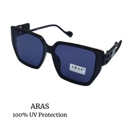 Очки солнцезащитные женские ARAS, черные с синими стеклами, 8890 С6, арт. 129.054