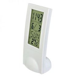 Часы будильник Perfeo PF-SL2098 GLASS", температура, дата, белые (PF_A4853)"