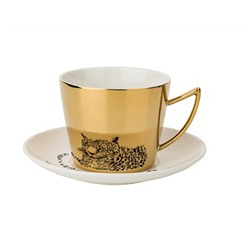 Чайный набор 220мл 1перс. LEOPARD золото, движ. дизайн