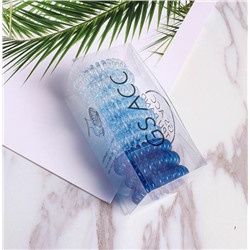 Набор силиконовых резинок-прижинок для волос в пластиковой коробочке  9 шт. Цвет Синий микс.