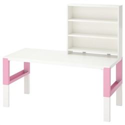 ПОЛЬ, Письменн стол с полками, белый, розовый, 128x58 см