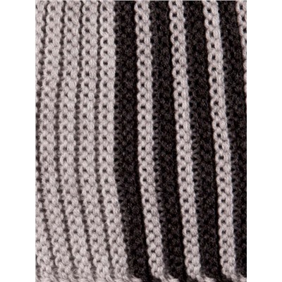 Набор: Шапка+снуд вязаные с вертикальными полосками, серый
