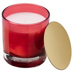OMRÅDE ОМРОДЕ, Ароматическая свеча в стакане, Спелые сливы/красный, 10 см