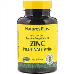 Nature's Plus, пиколинат цинка с витамином В6, 120 таблеток