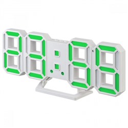 Часы будильник Perfeo LUMINOUS 2", белый корпус/зеленая LED подсветка (PF_B4922)"