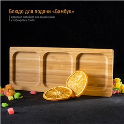 Блюдо для подачи «Бамбук», 3 секции, 25×9,5 см, цвет бежевый