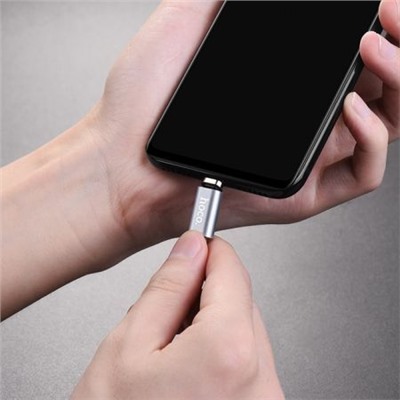 Кабель USB 2.0 Am=>micro B - 1.0 м, магнит. разъем, ткан. оплетка, серый, Hoco U40A