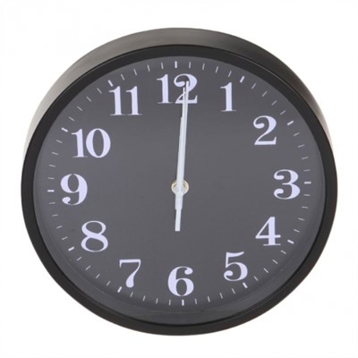 Настенные часы Perfeo PF-WC-002, круглые, диаметр 25 см, чёрный корпус / чёрный циферблат (PF_C3059)