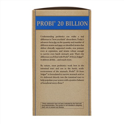 Solgar, Probi 20 млрд, 30 растительных капсул