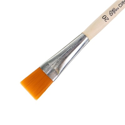 Кисть Синтетика Плоская №20 (ширина обоймы 20 мм; длина волоса 20 мм), деревянная ручка, Calligrata