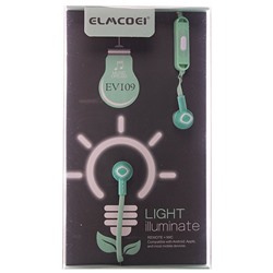 Проводные наушники с микрофоном внутриканальные Elmcoei EV109 Light illuminate, 3.5 Jack (mint)
