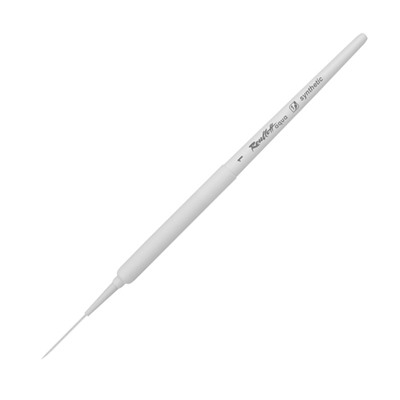 Кисть лайнер Roubloff из белоснежной синтетики серия White liner № 1, ручка короткая белая, покрытие обоймы soft-touch