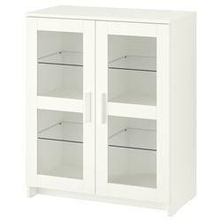 БРИМНЭС, Шкаф с дверями, стекло, белый, 78x95 см