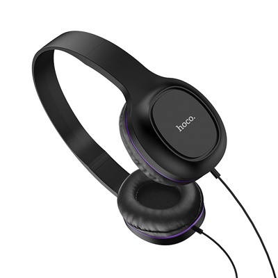 Проводные наушники с микрофоном полноразмерные Hoco W24 Enlighten + вакуумные, 3.5 Jack (purple)